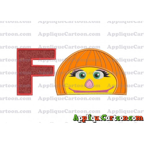 Autism Muppet Head Applique Embroidery Design With Alphabet F