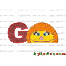 Autism Muppet Head Applique Embroidery Design With Alphabet G