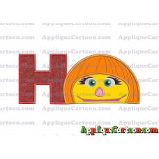 Autism Muppet Head Applique Embroidery Design With Alphabet H