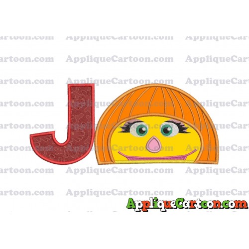 Autism Muppet Head Applique Embroidery Design With Alphabet J