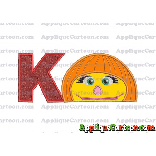 Autism Muppet Head Applique Embroidery Design With Alphabet K
