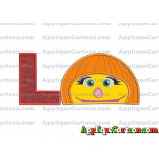 Autism Muppet Head Applique Embroidery Design With Alphabet L