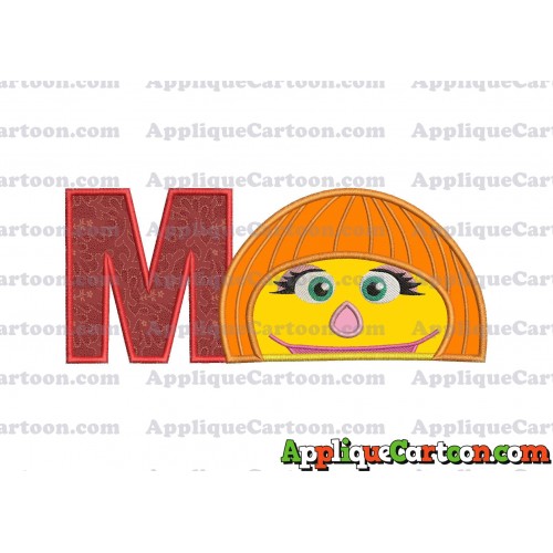 Autism Muppet Head Applique Embroidery Design With Alphabet M