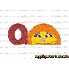 Autism Muppet Head Applique Embroidery Design With Alphabet Q