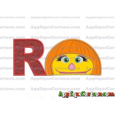 Autism Muppet Head Applique Embroidery Design With Alphabet R