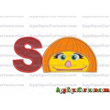 Autism Muppet Head Applique Embroidery Design With Alphabet S