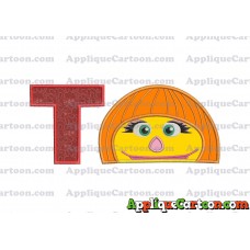 Autism Muppet Head Applique Embroidery Design With Alphabet T
