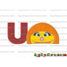 Autism Muppet Head Applique Embroidery Design With Alphabet U