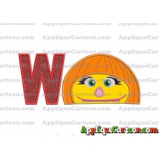 Autism Muppet Head Applique Embroidery Design With Alphabet W