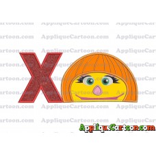 Autism Muppet Head Applique Embroidery Design With Alphabet X