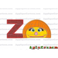 Autism Muppet Head Applique Embroidery Design With Alphabet Z