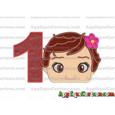 Baby Moana Head Applique Embroidery Design Birthday Number 1