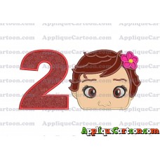 Baby Moana Head Applique Embroidery Design Birthday Number 2