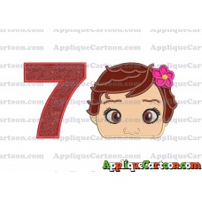 Baby Moana Head Applique Embroidery Design Birthday Number 7