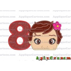Baby Moana Head Applique Embroidery Design Birthday Number 8