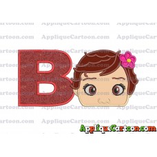Baby Moana Head Applique Embroidery Design With Alphabet B