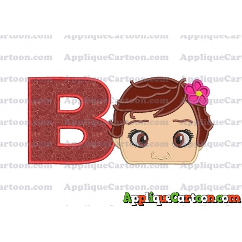 Baby Moana Head Applique Embroidery Design With Alphabet B