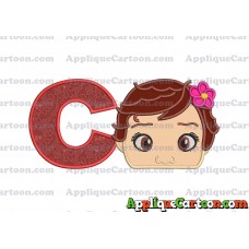 Baby Moana Head Applique Embroidery Design With Alphabet C