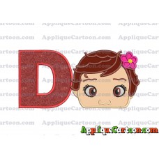 Baby Moana Head Applique Embroidery Design With Alphabet D