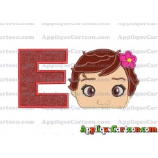 Baby Moana Head Applique Embroidery Design With Alphabet E