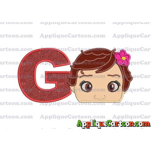 Baby Moana Head Applique Embroidery Design With Alphabet G