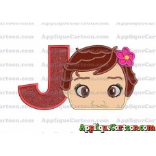 Baby Moana Head Applique Embroidery Design With Alphabet J