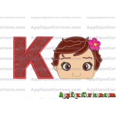 Baby Moana Head Applique Embroidery Design With Alphabet K