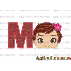 Baby Moana Head Applique Embroidery Design With Alphabet M