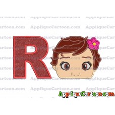 Baby Moana Head Applique Embroidery Design With Alphabet R