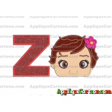 Baby Moana Head Applique Embroidery Design With Alphabet Z