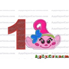 Baby Poppy Troll Applique Embroidery Design Birthday Number 1