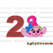 Baby Poppy Troll Applique Embroidery Design Birthday Number 2