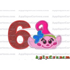 Baby Poppy Troll Applique Embroidery Design Birthday Number 6