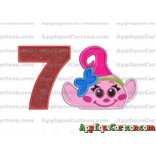 Baby Poppy Troll Applique Embroidery Design Birthday Number 7