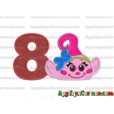 Baby Poppy Troll Applique Embroidery Design Birthday Number 8