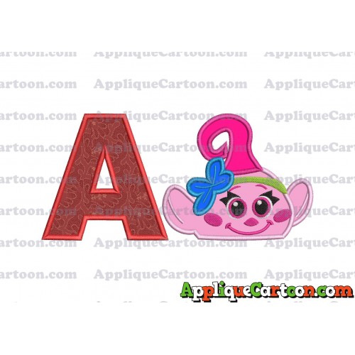 Baby Poppy Troll Applique Embroidery Design With Alphabet A