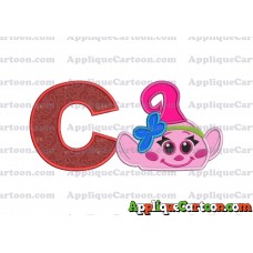 Baby Poppy Troll Applique Embroidery Design With Alphabet C