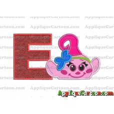 Baby Poppy Troll Applique Embroidery Design With Alphabet E