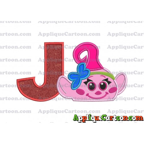 Baby Poppy Troll Applique Embroidery Design With Alphabet J