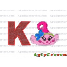 Baby Poppy Troll Applique Embroidery Design With Alphabet K