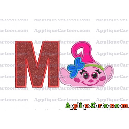Baby Poppy Troll Applique Embroidery Design With Alphabet M