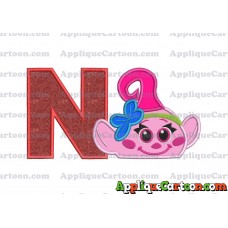 Baby Poppy Troll Applique Embroidery Design With Alphabet N