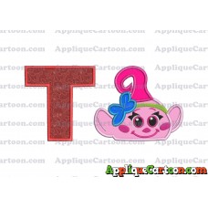Baby Poppy Troll Applique Embroidery Design With Alphabet T