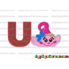 Baby Poppy Troll Applique Embroidery Design With Alphabet U