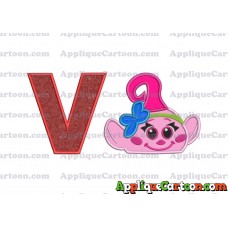 Baby Poppy Troll Applique Embroidery Design With Alphabet V