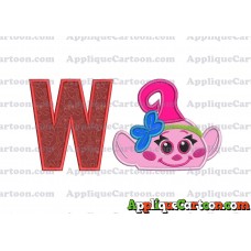 Baby Poppy Troll Applique Embroidery Design With Alphabet W