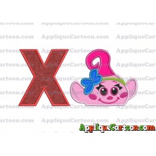 Baby Poppy Troll Applique Embroidery Design With Alphabet X