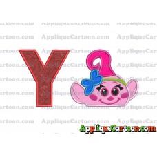 Baby Poppy Troll Applique Embroidery Design With Alphabet Y