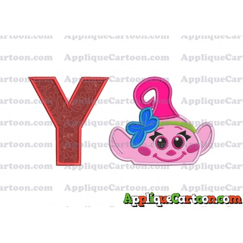 Baby Poppy Troll Applique Embroidery Design With Alphabet Y