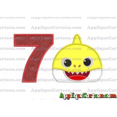 Baby Shark Head Applique Embroidery Design Birthday Number 7